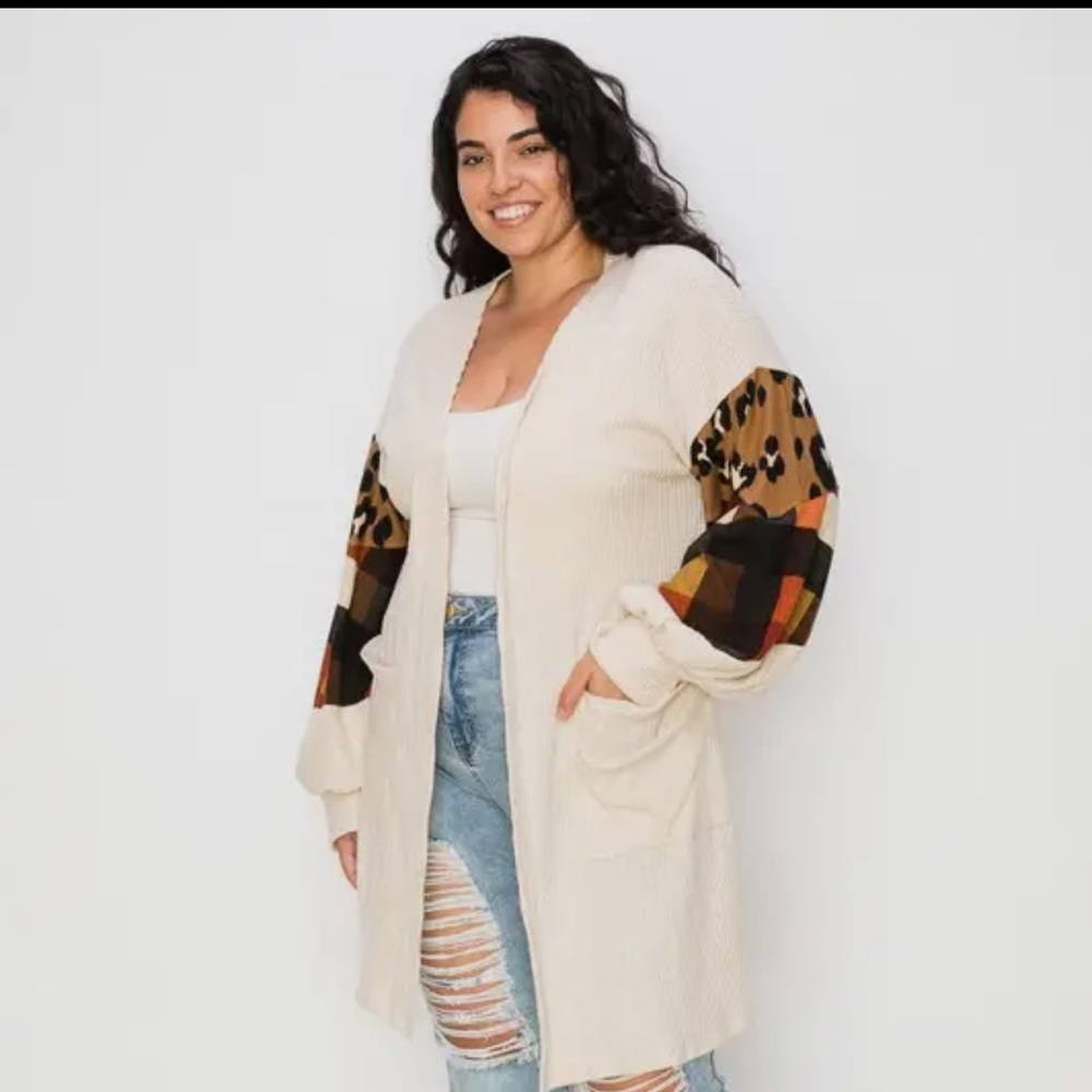 Ribbed open front cardigan with pockets - Picture 8 of 15